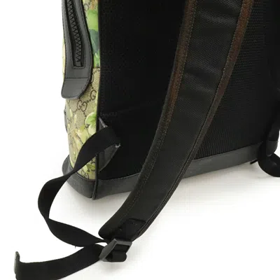 Pre-owned Gucci Beige Black Green Multi-color Gg Supreme Leather Backpack ()