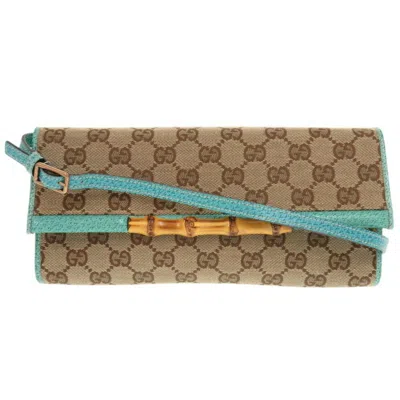 Pre-owned Gucci Beige Blue Gg Canvas Shoulder Bag ()