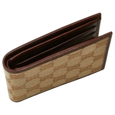 Pre-owned Gucci Beige Brown Canvas Leather Wallet (bi-fold) ()