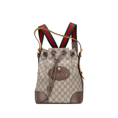 Pre-owned Gucci Beige Brown Pvc Leather Backpack ()