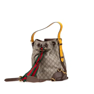 Pre-owned Gucci Beige Brown Pvc Leather Backpack ()