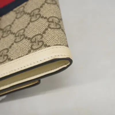 Pre-owned Gucci Beige Brown Pvc Leather Long Wallet (bi-fold) () In Multi