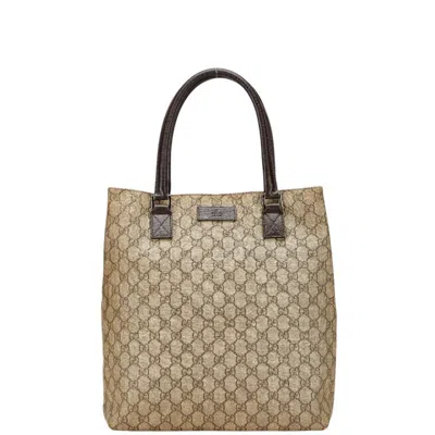 Pre-owned Gucci Beige Brown Pvc Leather Tote Bag ()