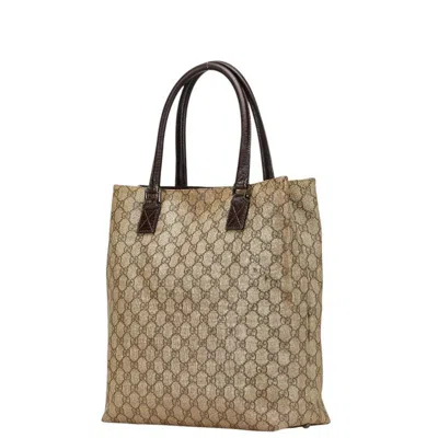 Pre-owned Gucci Beige Brown Pvc Leather Tote Bag ()