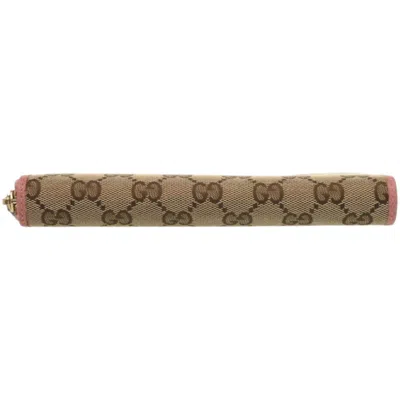 Pre-owned Gucci Beige Dusty Pink Gg Supreme Canvas Long Wallet (bi-fold) ()