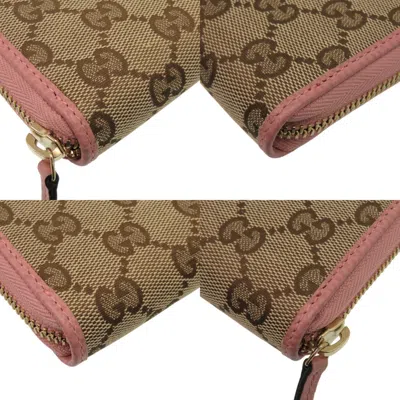 Pre-owned Gucci Beige Dusty Pink Gg Supreme Canvas Long Wallet (bi-fold) ()