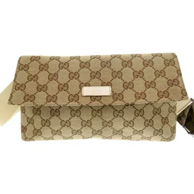 Pre-owned Gucci Beige Gg Canvas Fanny Pack Sling Bag () In Sand