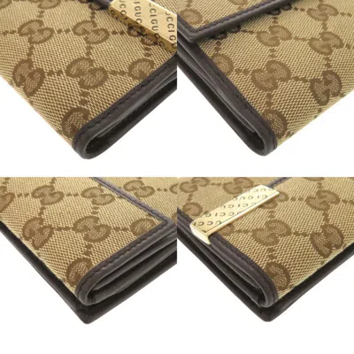 Pre-owned Gucci Beige Gg Canvas Long Wallet (bi-fold) () In Sand