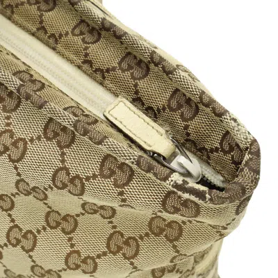 Pre-owned Gucci Beige Green Ivory Khaki Red Color Gg Canvas Leather Shoulder Bag Tote Bag ()