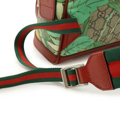 Pre-owned Gucci Beige Multi-color Red Color Gg Supreme Leather Backpack ()