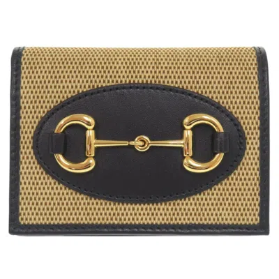 Pre-owned Gucci Beige Navy Canvas Leather Wallet (bi-fold) () In Multi