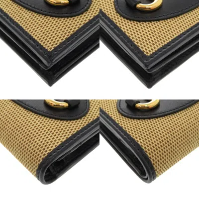 Pre-owned Gucci Beige Navy Canvas Leather Wallet (bi-fold) () In Multi