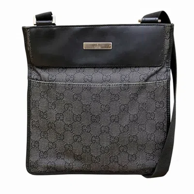 Pre-owned Gucci Black Canvas Leather Shoulder Bag ()