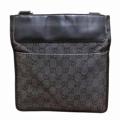Pre-owned Gucci Black Canvas Leather Shoulder Bag ()