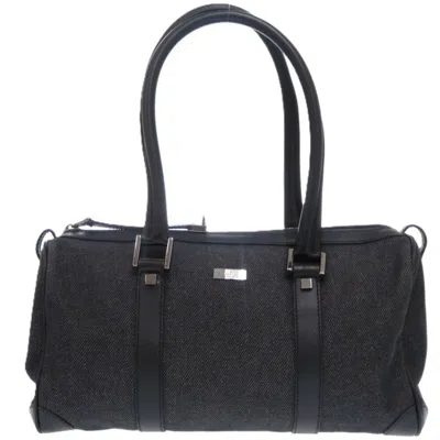 Pre-owned Gucci Black Denim Leather Boston Bag Handbag ()