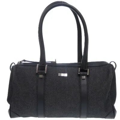 Pre-owned Gucci Black Denim Leather Boston Bag Handbag ()