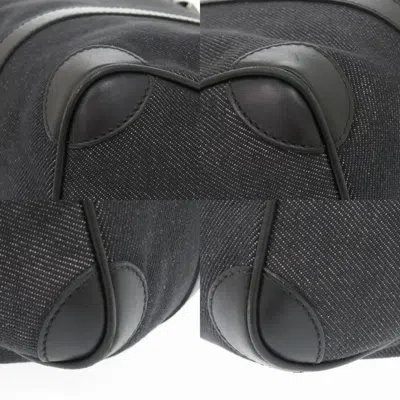 Pre-owned Gucci Black Denim Leather Boston Bag Handbag ()