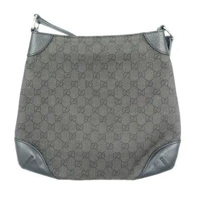 Pre-owned Gucci Black Gg Canvas Leather Shoulder Bag ()