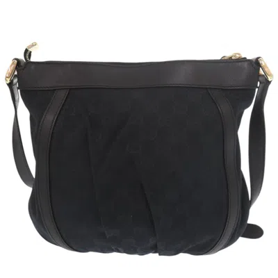 Pre-owned Gucci Black Gg Canvas Leather Shoulder Bag ()