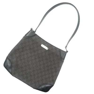 Pre-owned Gucci Black Gg Canvas Leather Shoulder Bag ()