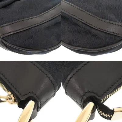 Pre-owned Gucci Black Gg Canvas Leather Shoulder Bag ()