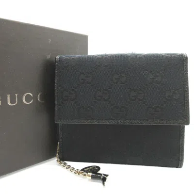 Pre-owned Gucci Black Gg Canvas Leather Wallet (bi-fold) ()