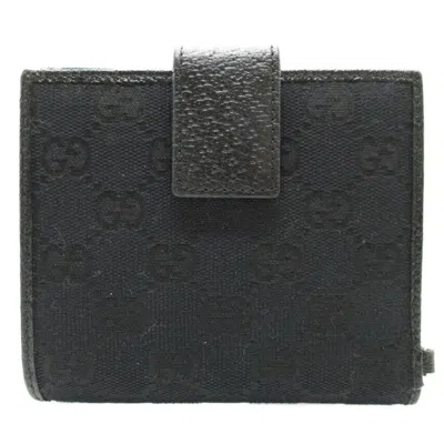 Pre-owned Gucci Black Gg Canvas Leather Wallet (bi-fold) ()