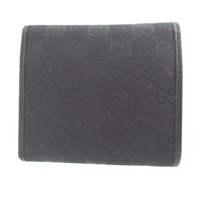 Pre-owned Gucci Black Gg Canvas Leather Wallet (tri-fold) ()