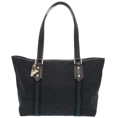 Pre-owned Gucci Black Green Canvas Tote Bag () In Multi