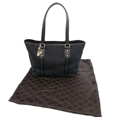 Pre-owned Gucci Black Green Canvas Tote Bag () In Multi