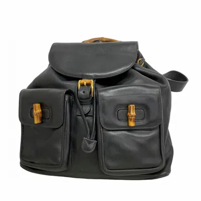 Pre-owned Gucci Black Leather Backpack ()