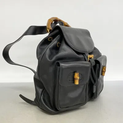 Pre-owned Gucci Black Leather Backpack ()