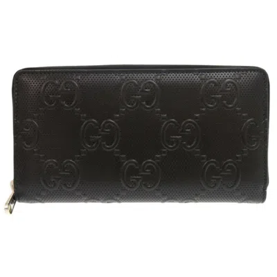 Pre-owned Gucci Black Leather Long Wallet (bi-fold) ()