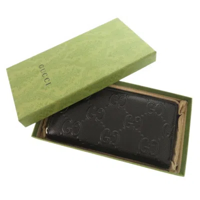 Pre-owned Gucci Black Leather Long Wallet (bi-fold) ()