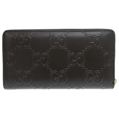 Pre-owned Gucci Black Leather Long Wallet (bi-fold) ()