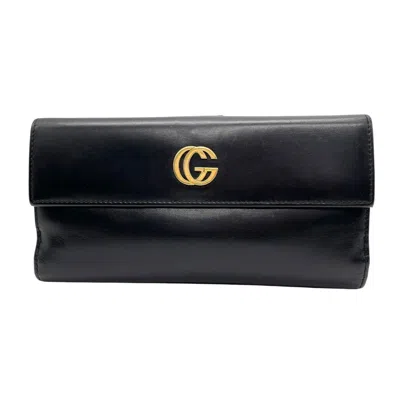 Pre-owned Gucci Black Leather Long Wallet (bi-fold) ()