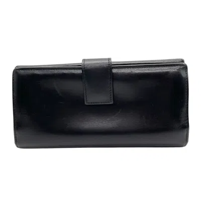 Pre-owned Gucci Black Leather Long Wallet (bi-fold) ()