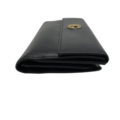 Pre-owned Gucci Black Leather Long Wallet (bi-fold) ()