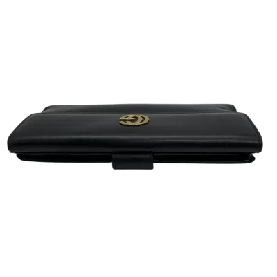Pre-owned Gucci Black Leather Long Wallet (bi-fold) ()