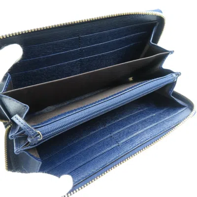 Pre-owned Gucci Black Navy Red Color Leather Long Wallet (bi-fold) ()