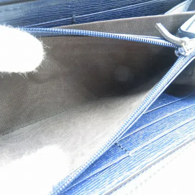 Pre-owned Gucci Black Navy Red Color Leather Long Wallet (bi-fold) ()