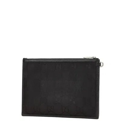 Pre-owned Gucci Black Nylon Leather Clutch Bag ()