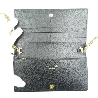 Pre-owned Gucci Black Red Color Gg Crystal Chain/shoulder Wallet () In Multi
