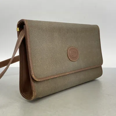 Pre-owned Gucci Brown Khaki Canvas Shoulder Bag () In Multi