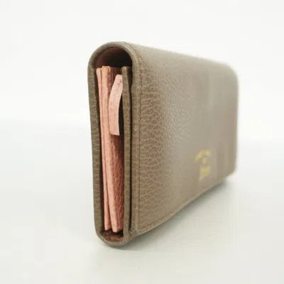 Pre-owned Gucci Brown Pink Leather Long Wallet (bi-fold) () In Multi