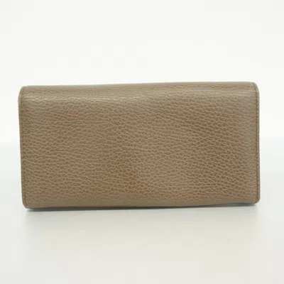 Pre-owned Gucci Brown Pink Leather Long Wallet (bi-fold) () In Multi