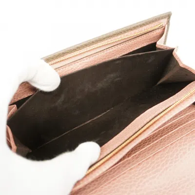 Pre-owned Gucci Brown Pink Leather Long Wallet (bi-fold) () In Multi