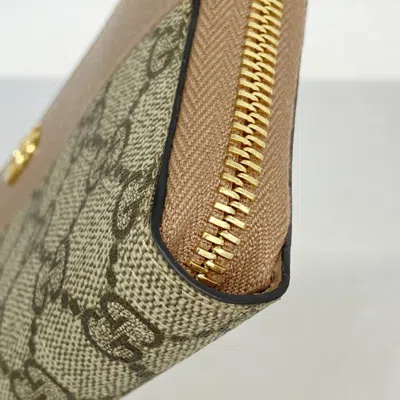 Pre-owned Gucci Brown Pink Pvc Leather Long Wallet (bi-fold) () In Multi