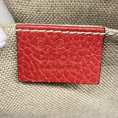Pre-owned Gucci Brown Red Color Canvas Shoulder Bag () In Multi