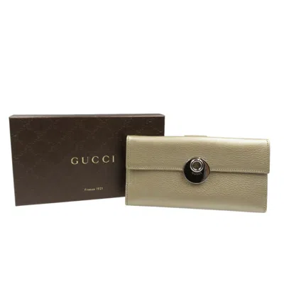 Pre-owned Gucci Champagne Leather Long Wallet (bi-fold) () In Gold